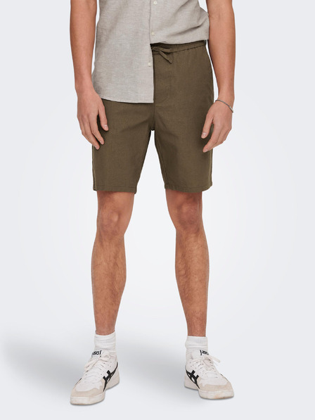 ONLY & SONS Braune Herren-Leinen-Shorts ONLY & SONS Linus