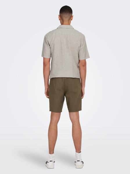 ONLY & SONS Braune Herren-Leinen-Shorts ONLY & SONS Linus