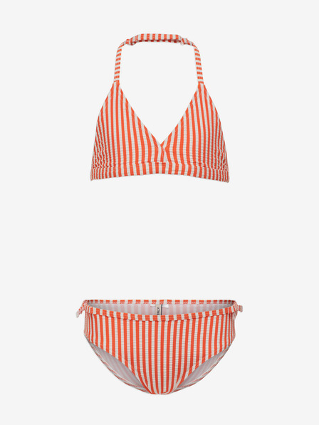 ONLY Zweiteiliger gestreifter Badeanzug für Mädchen in Weiß und Orange ONLY Kitty