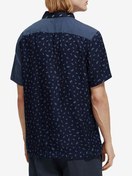 Scotch & Soda Dunkelblaues gemustertes Kurzarmhemd für Herren Scotch & Soda