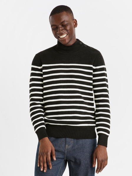 Celio Schwarzer gestreifter Herrenpullover Celio Denerio