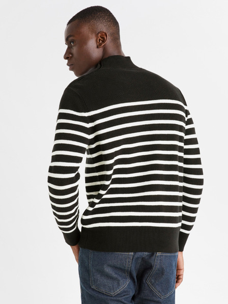 Celio Schwarzer gestreifter Herrenpullover Celio Denerio
