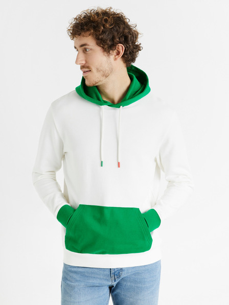 Celio Grün-weißes Herren-Celio-Demultico-Sweatshirt