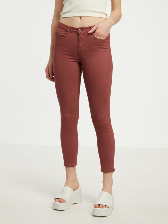 CAMAIEU Burgunderfarbene Skinny Fit Jeans für Damen CAMAIEU