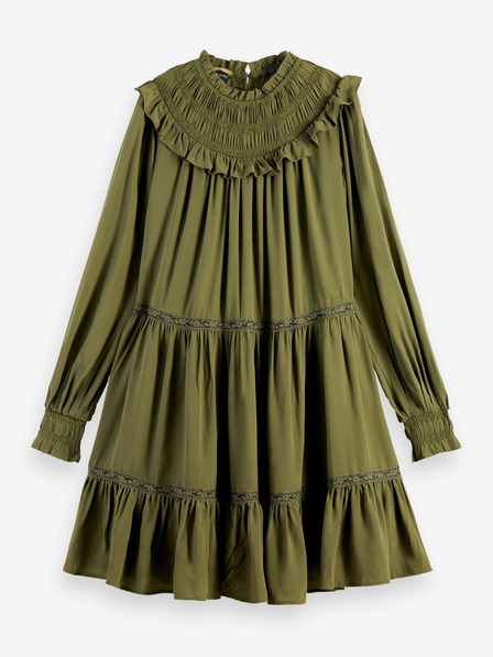 Scotch & Soda Khakifarbenes Damenkleid mit Rüschen Scotch & Soda