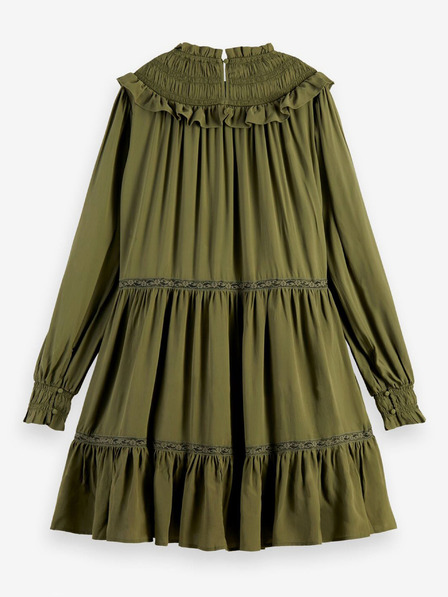 Scotch & Soda Khakifarbenes Damenkleid mit Rüschen Scotch & Soda