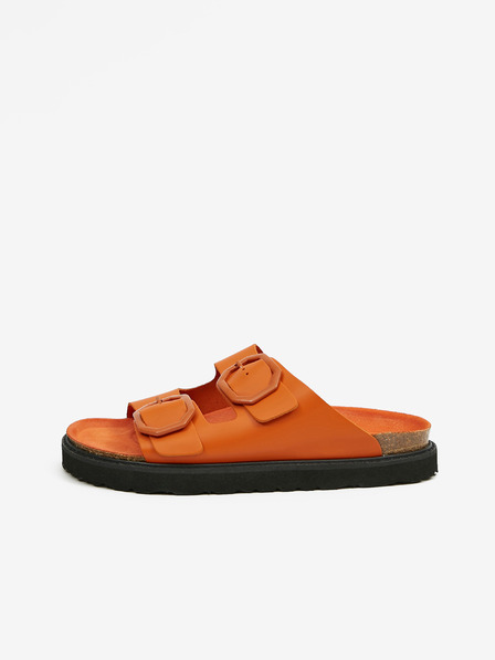 Ojju Orangefarbene Damen-Lederpantoffeln OJJU