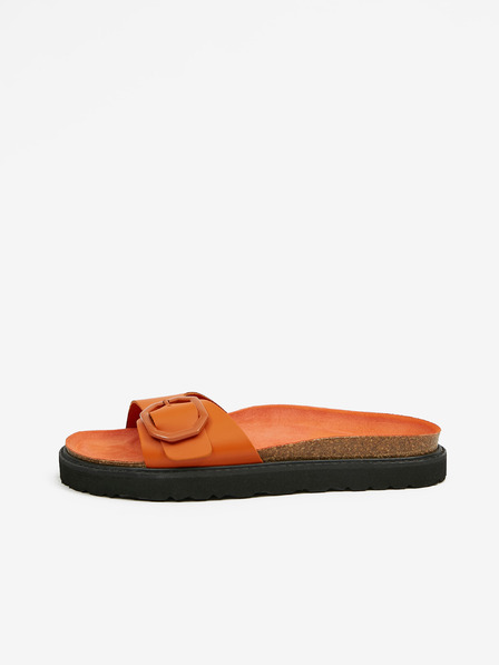Ojju Orangefarbene Damen-Lederpantoffeln OJJU