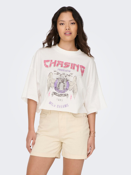 ONLY Weißes Damen-T-Shirt in Übergröße ONLY Lucy