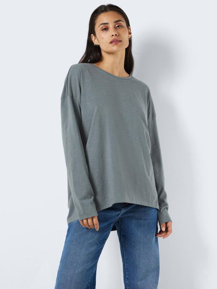 Noisy May Graues und blaues Damen T-Shirt in Übergröße mit langen Ärmeln Noisy May Mathilde