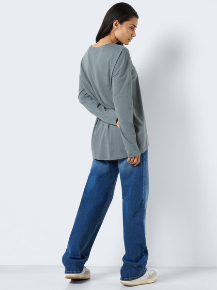 Noisy May Graues und blaues Damen T-Shirt in Übergröße mit langen Ärmeln Noisy May Mathilde