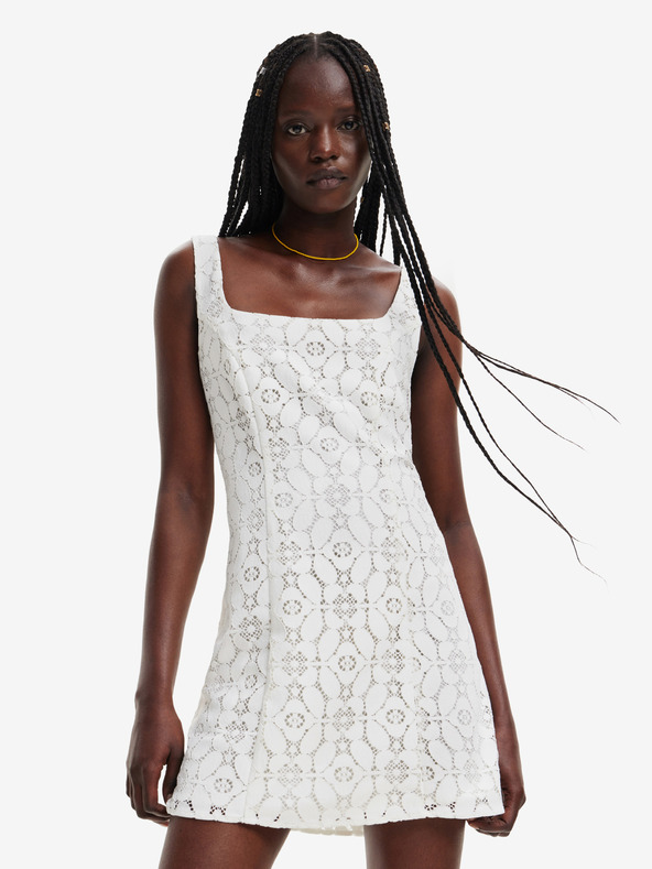 Desigual Desigual Newcastle Cremefarbenes Damen-Spitzenkleid