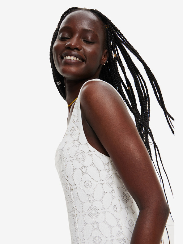 Desigual Desigual Newcastle Cremefarbenes Damen-Spitzenkleid