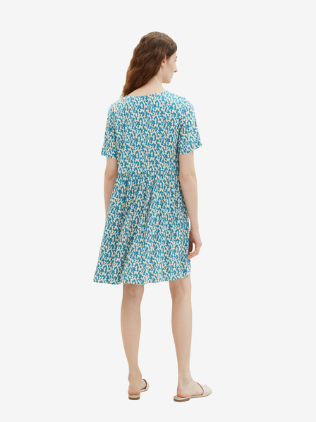Tom Tailor Cremefarbenes und blaues gemustertes Damenkleid von Tom Tailor