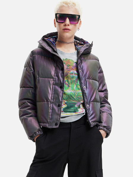Desigual Graue Damen-Steppjacke mit metallischen Highlights Desigual Re