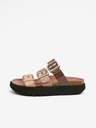 Ojju Lila und beige Damen Plateau-Pantoffeln OJJU
