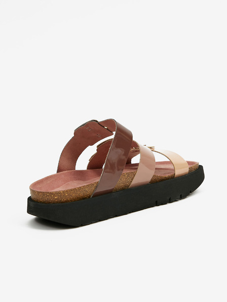 Ojju Lila und beige Damen Plateau-Pantoffeln OJJU