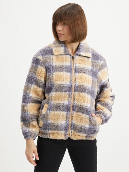 O'Neill Grau-orangefarbenes Fleece-Plaid-Sweatshirt mit Reißverschluss O'Neill Check