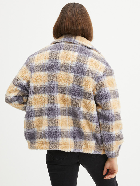 O'Neill Grau-orangefarbenes Fleece-Plaid-Sweatshirt mit Reißverschluss O'Neill Check