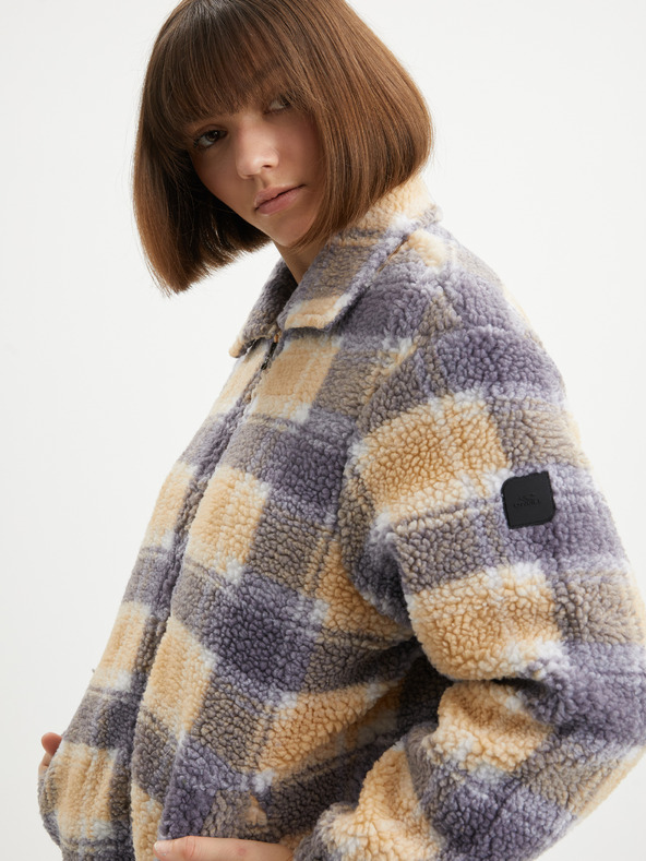 O'Neill Grau-orangefarbenes Fleece-Plaid-Sweatshirt mit Reißverschluss O'Neill Check