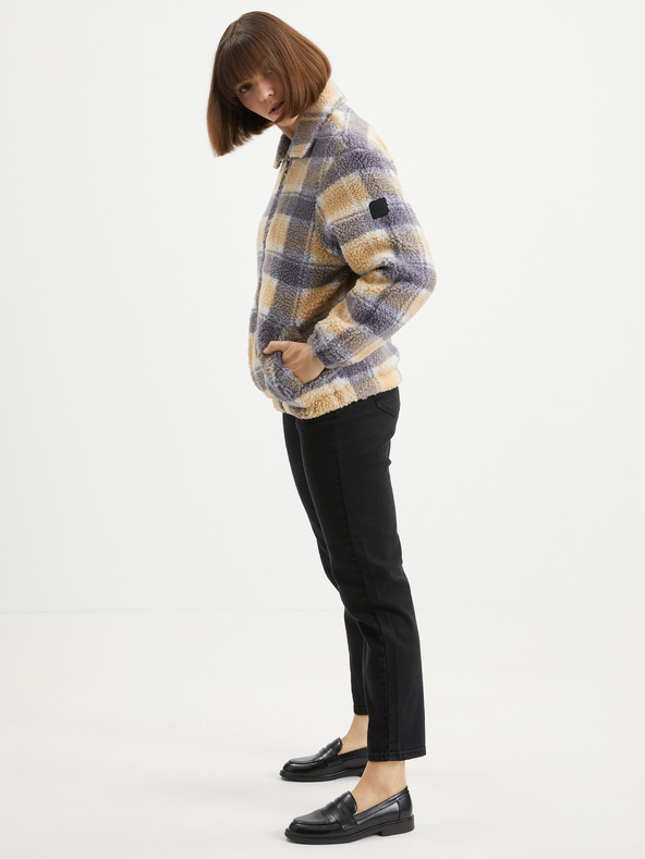 O'Neill Grau-orangefarbenes Fleece-Plaid-Sweatshirt mit Reißverschluss O'Neill Check