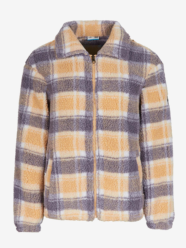 O'Neill Grau-orangefarbenes Fleece-Plaid-Sweatshirt mit Reißverschluss O'Neill Check