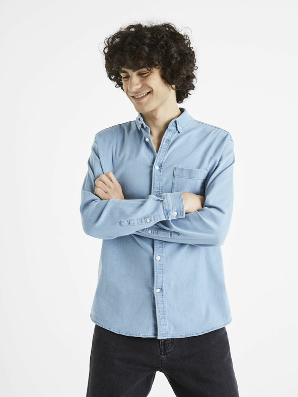 Celio Hellblaues Herren Denim-Shirt Celio Cadeni
