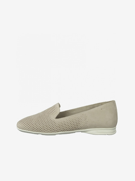 Tamaris Beige gemusterte Leder Loafers Tamaris
