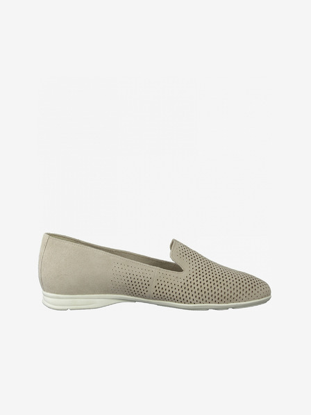 Tamaris Beige gemusterte Leder Loafers Tamaris