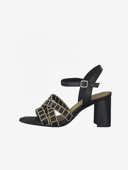 Tamaris Schwarze Ledersandalen mit Absatz Tamaris