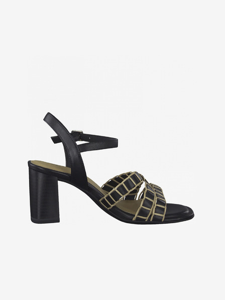 Tamaris Schwarze Ledersandalen mit Absatz Tamaris