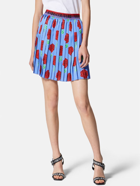 Versace Jeans Couture Blauer Damen Plisseerock mit Blumenmuster Versace Jeans Couture