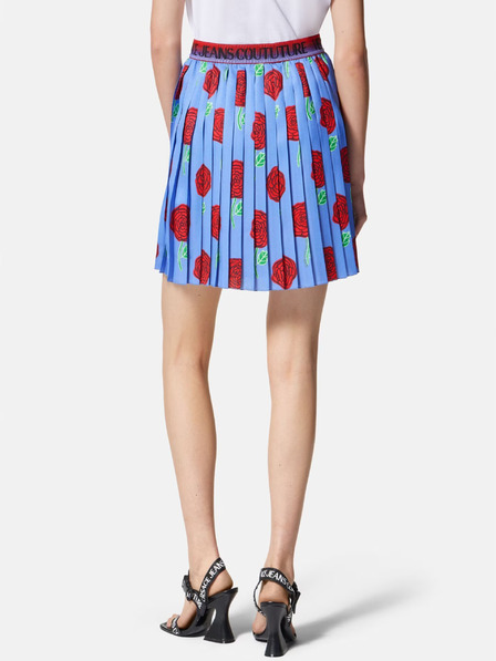 Versace Jeans Couture Blauer Damen Plisseerock mit Blumenmuster Versace Jeans Couture