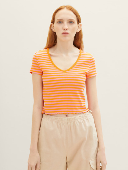 Tom Tailor Denim Rosa und orange gestreiftes Damen-Shirt Tom Tailor Denim