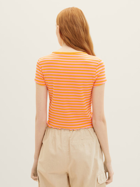 Tom Tailor Denim Rosa und orange gestreiftes Damen-Shirt Tom Tailor Denim