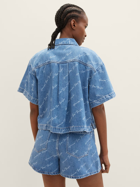 Tom Tailor Denim Blaues gemustertes Jeanshemd für Damen Tom Tailor Denim