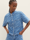 Tom Tailor Denim Blaues gemustertes Jeanshemd für Damen Tom Tailor Denim