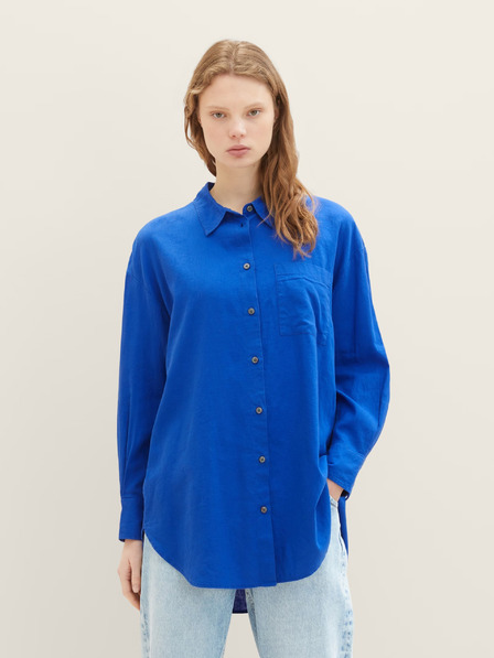 Tom Tailor Denim Blaues Leinenhemd für Damen Tom Tailor Denim