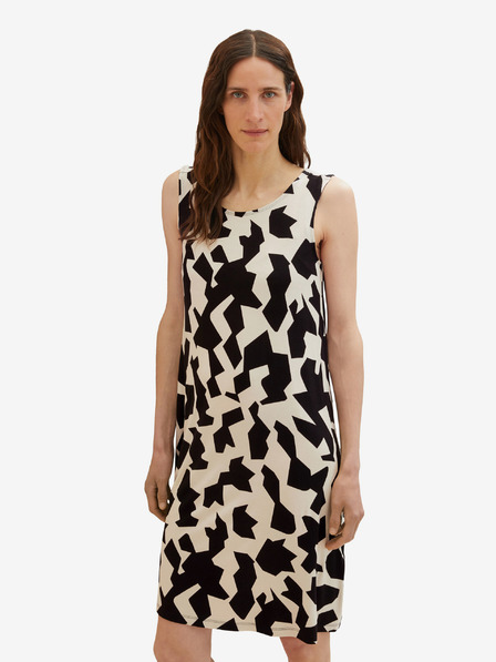 Tom Tailor Schwarz- und cremefarbenes gemustertes Damenkleid Tom Tailor