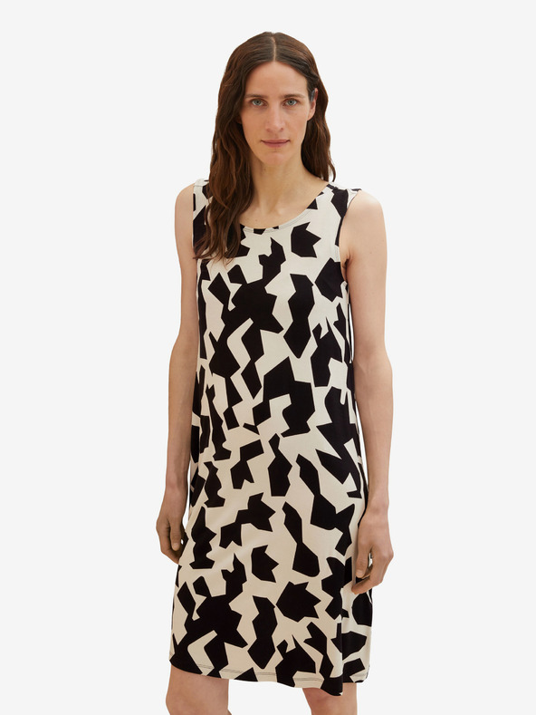 Tom Tailor Schwarz- und cremefarbenes gemustertes Damenkleid Tom Tailor