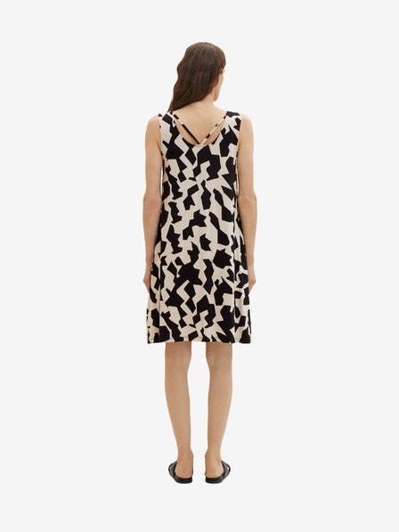 Tom Tailor Schwarz- und cremefarbenes gemustertes Damenkleid Tom Tailor