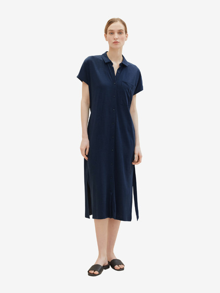 Tom Tailor Tom Tailor Dunkelblaues Damenhemd Midikleid