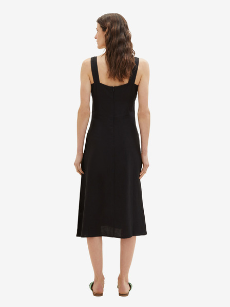 Tom Tailor Schwarzes Damen Leinen Midikleid Tom Tailor