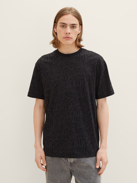 Tom Tailor Denim Schwarzes gemustertes Herrenhemd Tom Tailor Denim