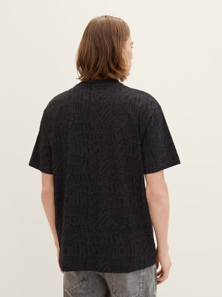 Tom Tailor Denim Schwarzes gemustertes Herrenhemd Tom Tailor Denim