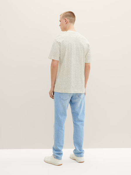 Tom Tailor Denim Cremefarbenes gemustertes Herren-T-Shirt Tom Tailor Denim