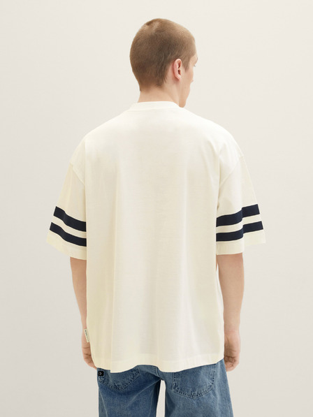 Tom Tailor Denim Cremefarbenes Herren-T-Shirt in Übergröße Tom Tailor Denim