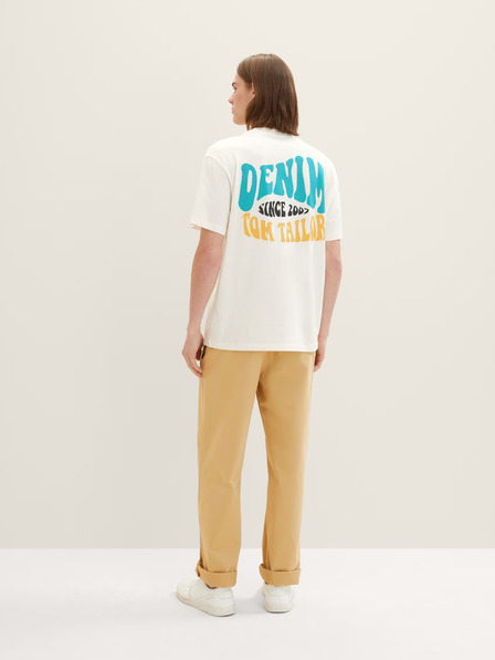 Tom Tailor Denim Cremefarbenes Herren-T-Shirt von Tom Tailor Denim mit Druck