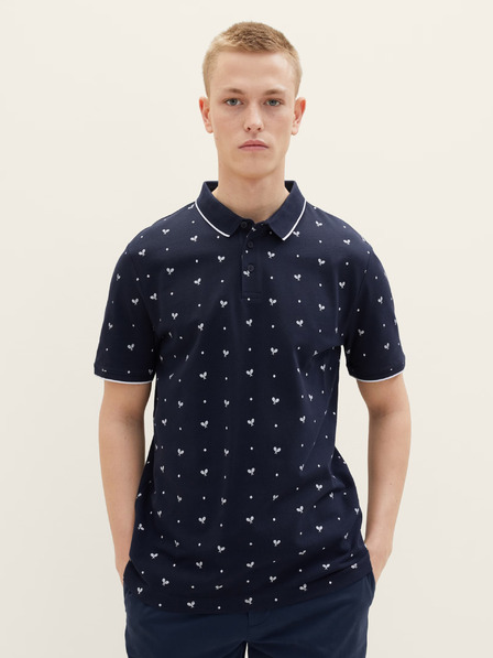Tom Tailor Denim Dunkelblaues gemustertes Herren-Poloshirt Tom Tailor Denim