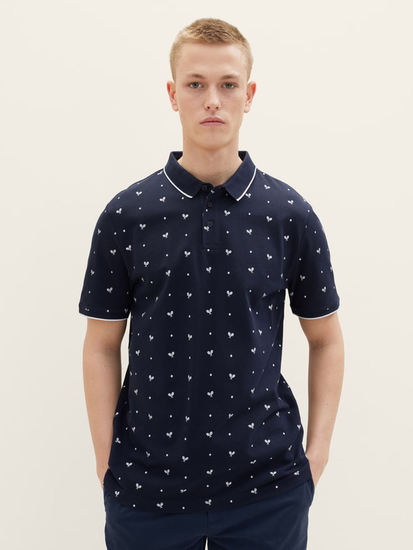 Tom Tailor Denim Dunkelblaues gemustertes Herren-Poloshirt Tom Tailor Denim